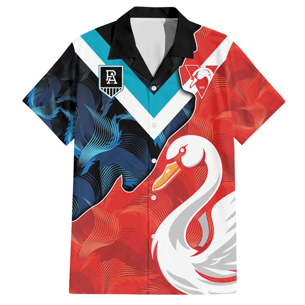 Swans-Port Adelaide Football Custom Hawaiian Shirt Cracked Metal Style - Vibe Hoodie Shop