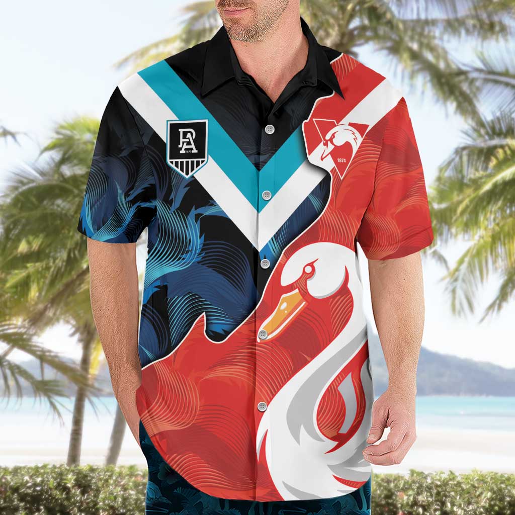 Swans-Port Adelaide Football Custom Hawaiian Shirt Cracked Metal Style - Vibe Hoodie Shop