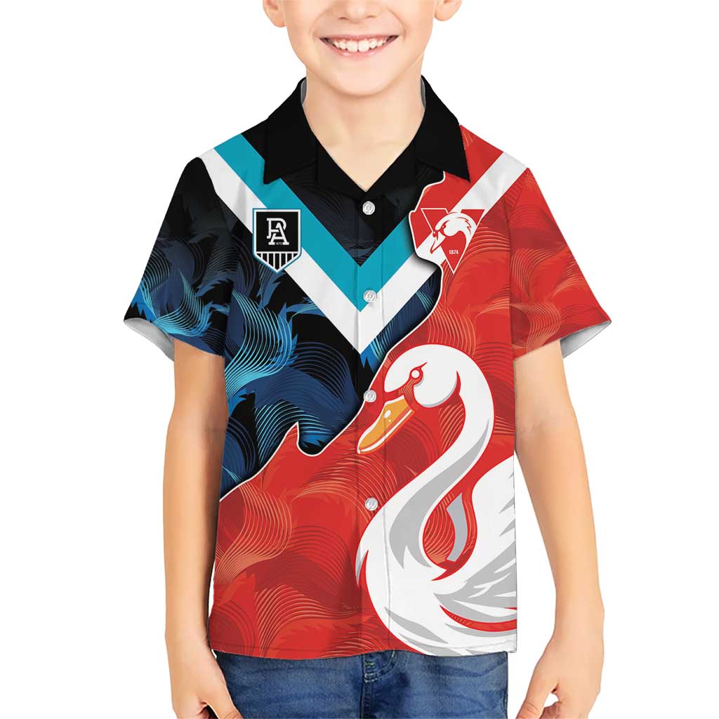 Swans-Port Adelaide Football Custom Hawaiian Shirt Cracked Metal Style - Vibe Hoodie Shop