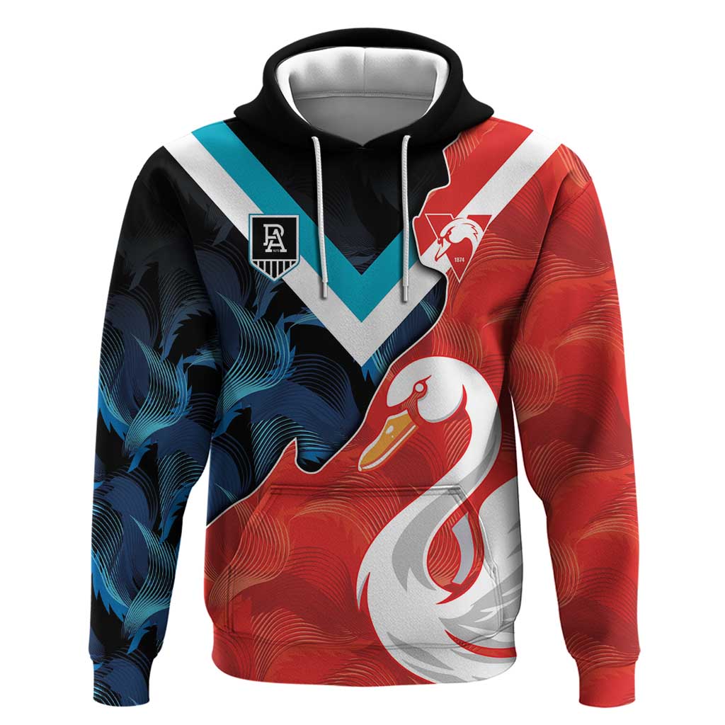 Swans-Port Adelaide Football Custom Hoodie Cracked Metal Style LT9 - Vibe Hoodie Shop