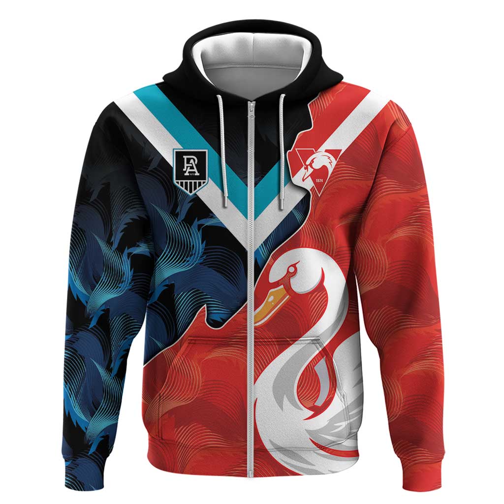 Swans-Port Adelaide Football Custom Hoodie Cracked Metal Style LT9 - Vibe Hoodie Shop