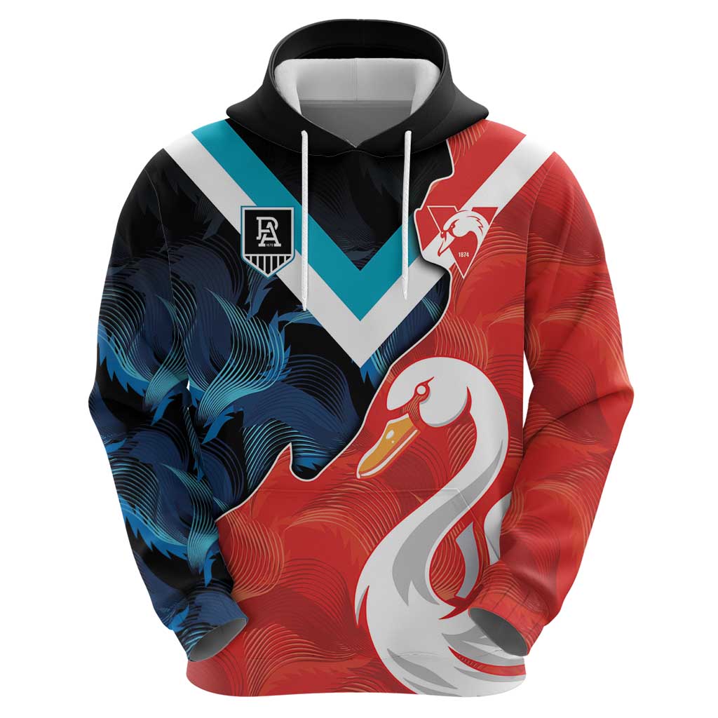 Swans-Port Adelaide Football Custom Hoodie Cracked Metal Style LT9 - Vibe Hoodie Shop