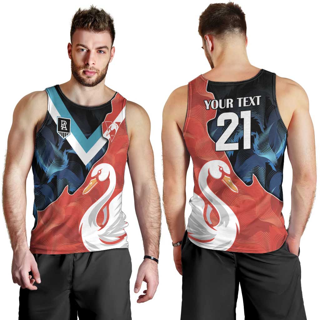 Swans-Port Adelaide Football Custom Men Tank Top Cracked Metal Style - Vibe Hoodie Shop