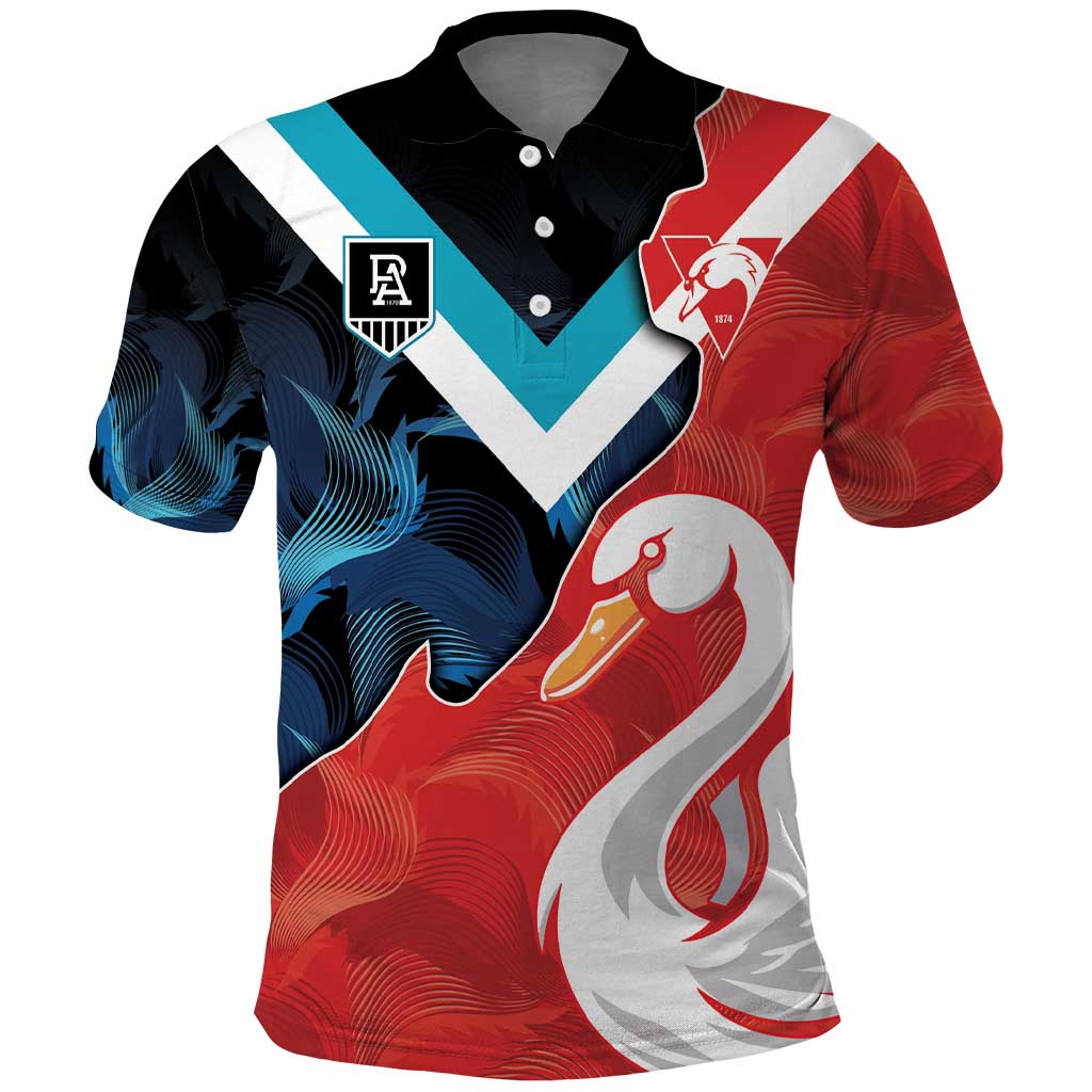 Swans-Port Adelaide Football Custom Polo Shirt Cracked Metal Style LT9 - Vibe Hoodie Shop