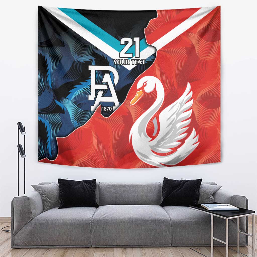 Swans-Port Adelaide Football Custom Tapestry Cracked Metal Style - Vibe Hoodie Shop