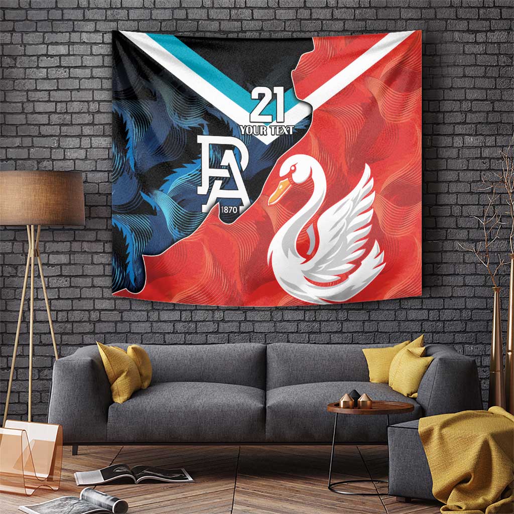 Swans-Port Adelaide Football Custom Tapestry Cracked Metal Style - Vibe Hoodie Shop