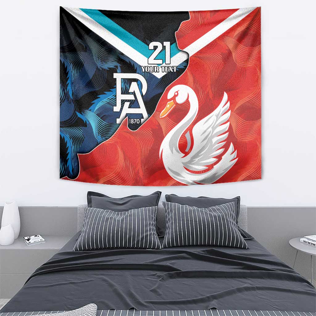 Swans-Port Adelaide Football Custom Tapestry Cracked Metal Style - Vibe Hoodie Shop