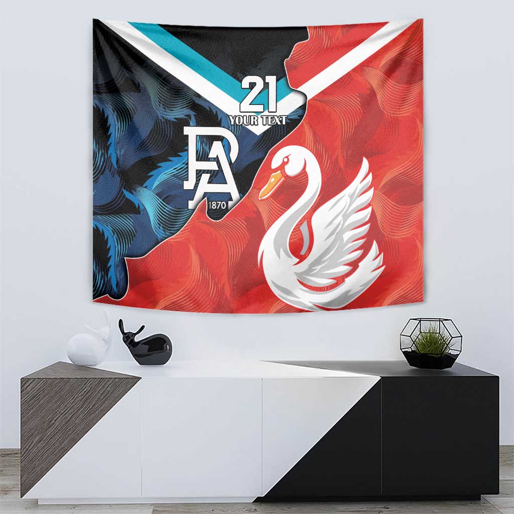 Swans-Port Adelaide Football Custom Tapestry Cracked Metal Style - Vibe Hoodie Shop