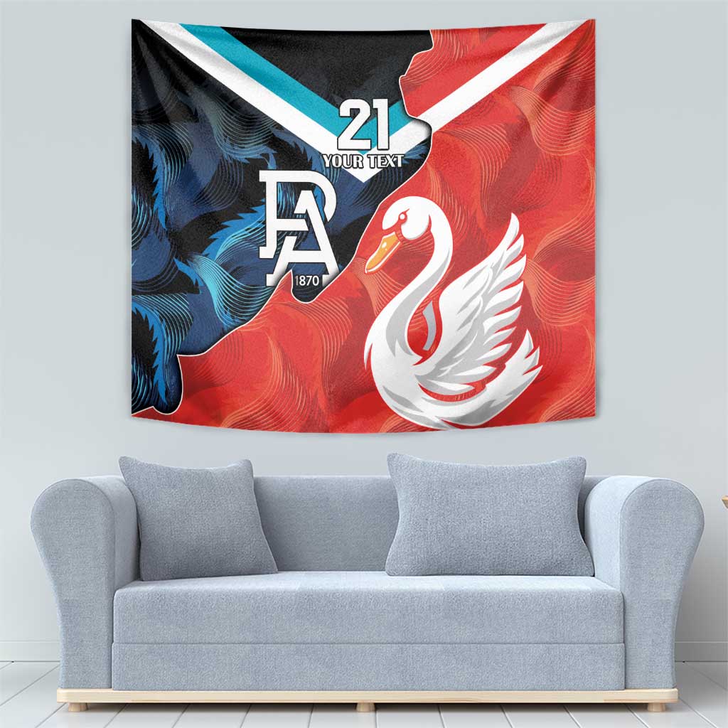 Swans-Port Adelaide Football Custom Tapestry Cracked Metal Style - Vibe Hoodie Shop