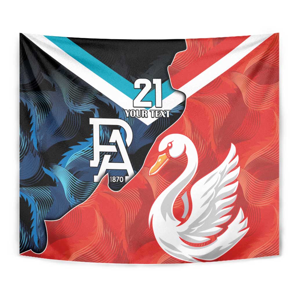 Swans-Port Adelaide Football Custom Tapestry Cracked Metal Style - Vibe Hoodie Shop