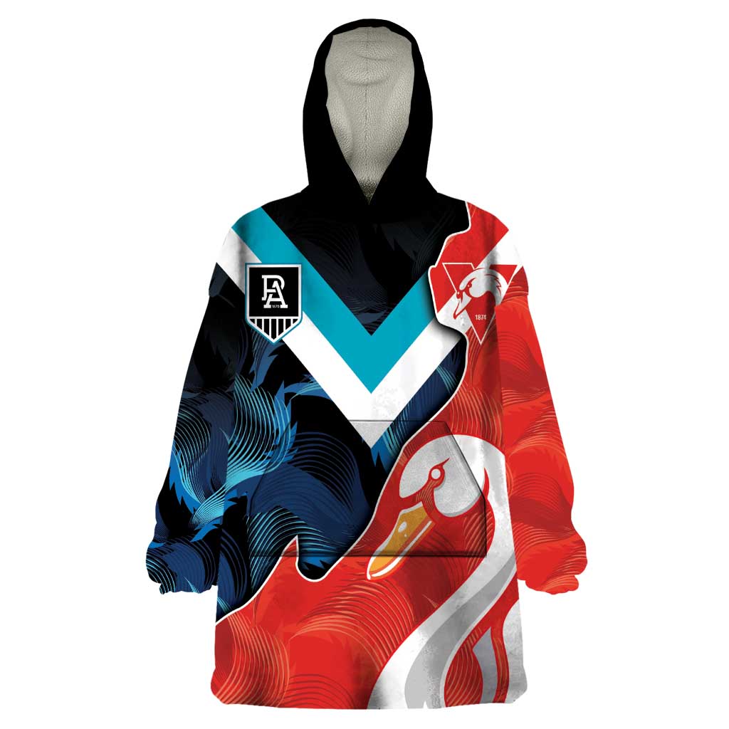 Swans-Port Adelaide Football Custom Wearable Blanket Hoodie Cracked Metal Style - Vibe Hoodie Shop