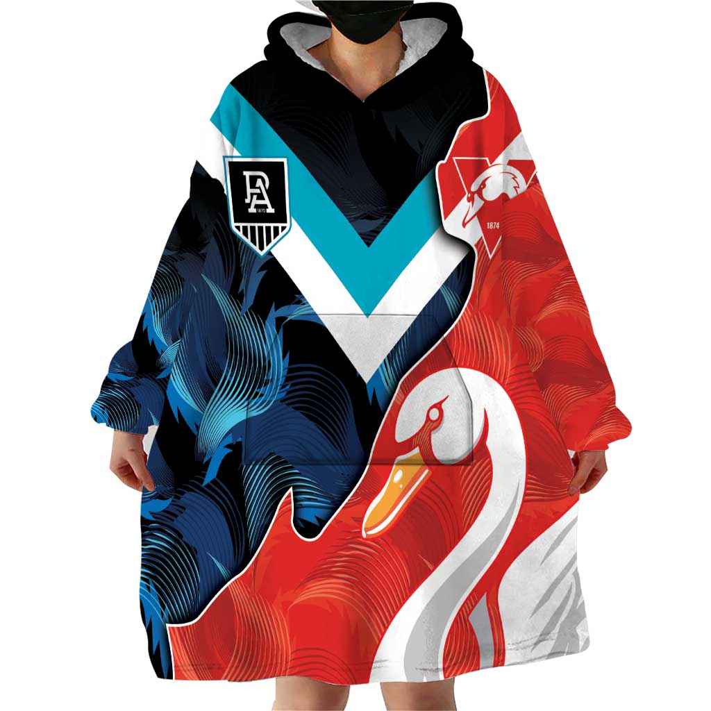 Swans-Port Adelaide Football Custom Wearable Blanket Hoodie Cracked Metal Style - Vibe Hoodie Shop