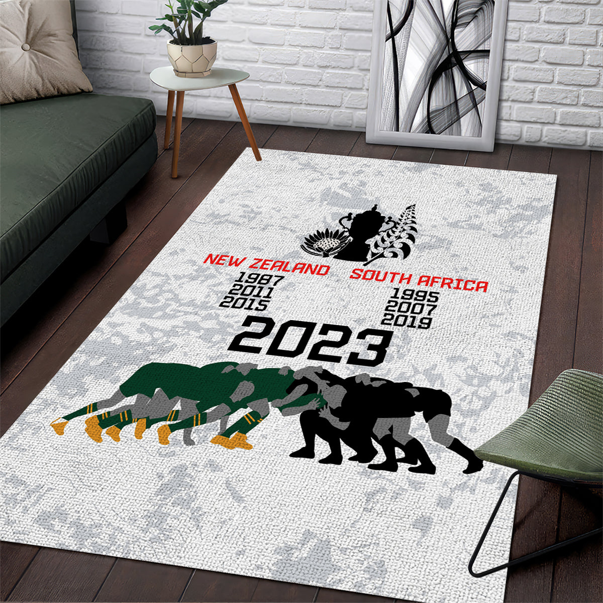 New Zealand South Africa Rugby Area Rug History Commemorative World Cup Winners Unique - Vibe Hoodie Shop