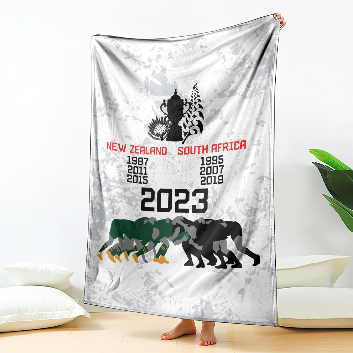 New Zealand South Africa Rugby Blanket History Commemorative World Cup Winners Unique - Vibe Hoodie Shop