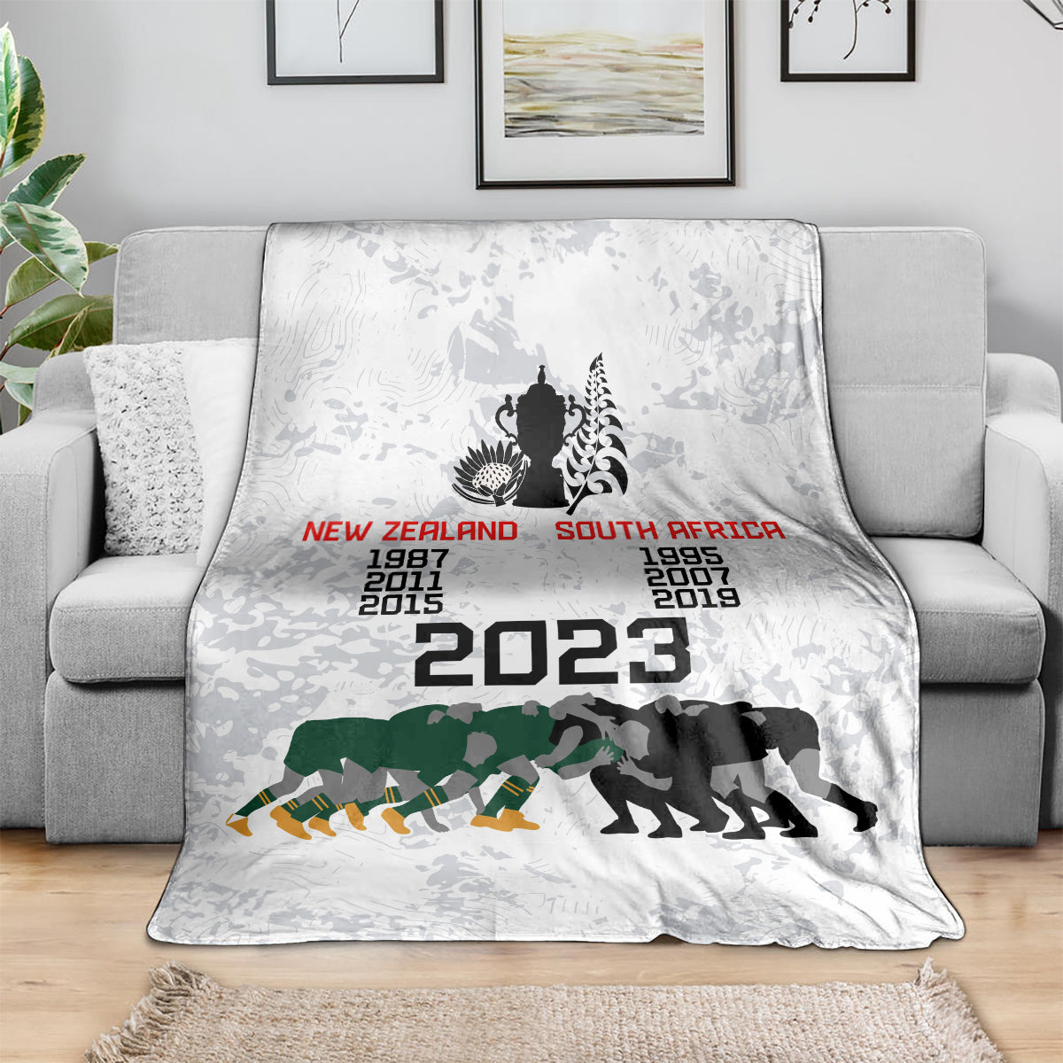 New Zealand South Africa Rugby Blanket History Commemorative World Cup Winners Unique - Vibe Hoodie Shop