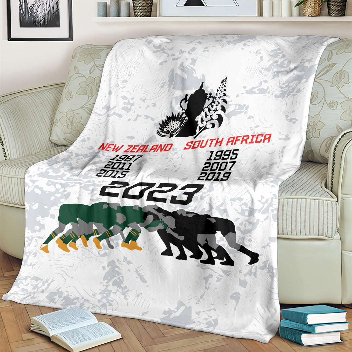 New Zealand South Africa Rugby Blanket History Commemorative World Cup Winners Unique - Vibe Hoodie Shop