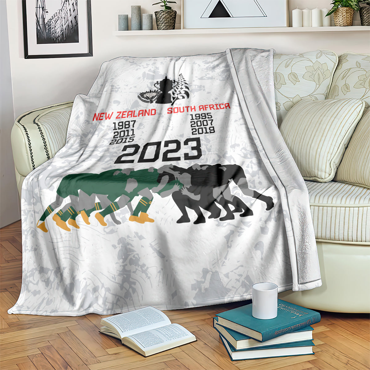 New Zealand South Africa Rugby Blanket History Commemorative World Cup Winners Unique - Vibe Hoodie Shop