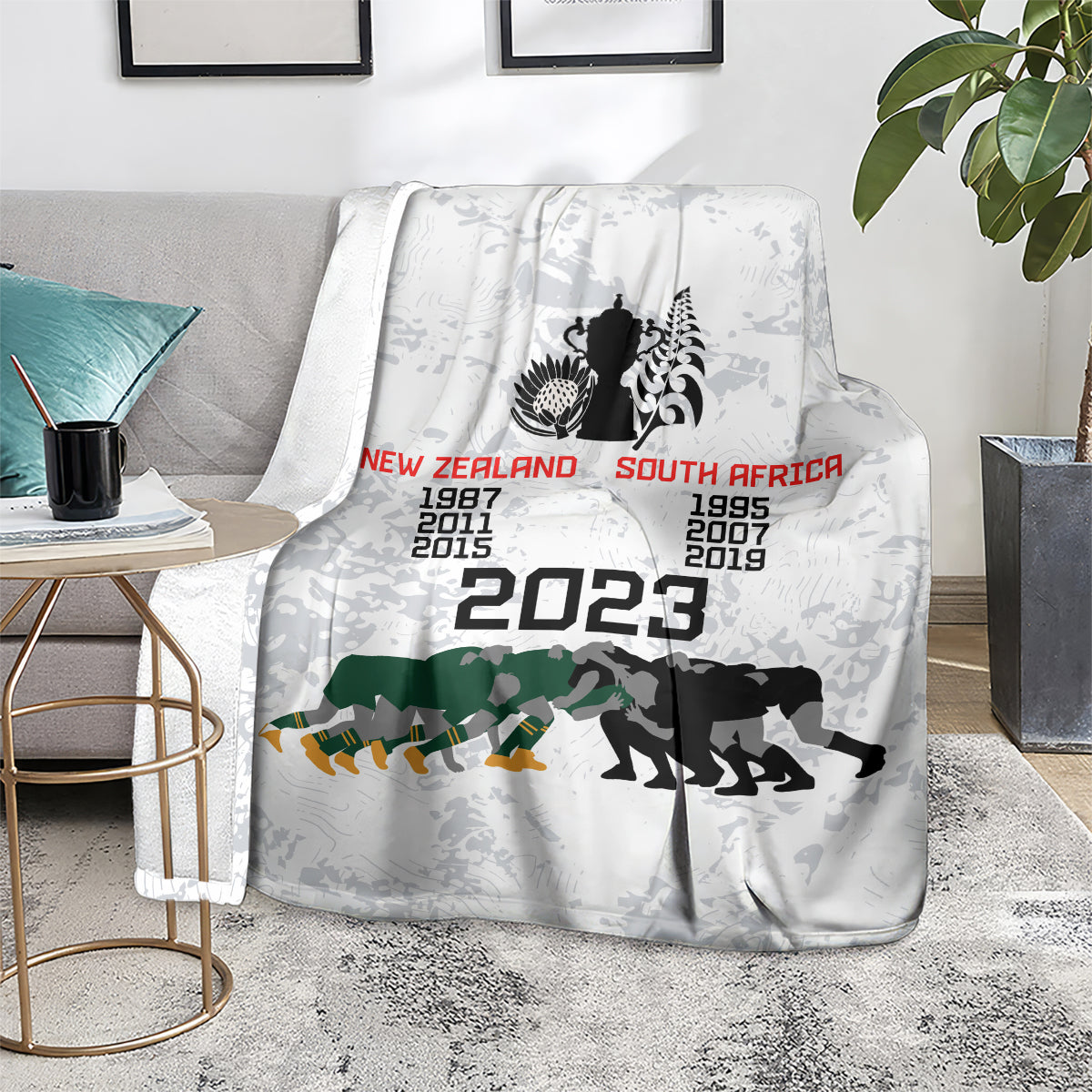 New Zealand South Africa Rugby Blanket History Commemorative World Cup Winners Unique - Vibe Hoodie Shop