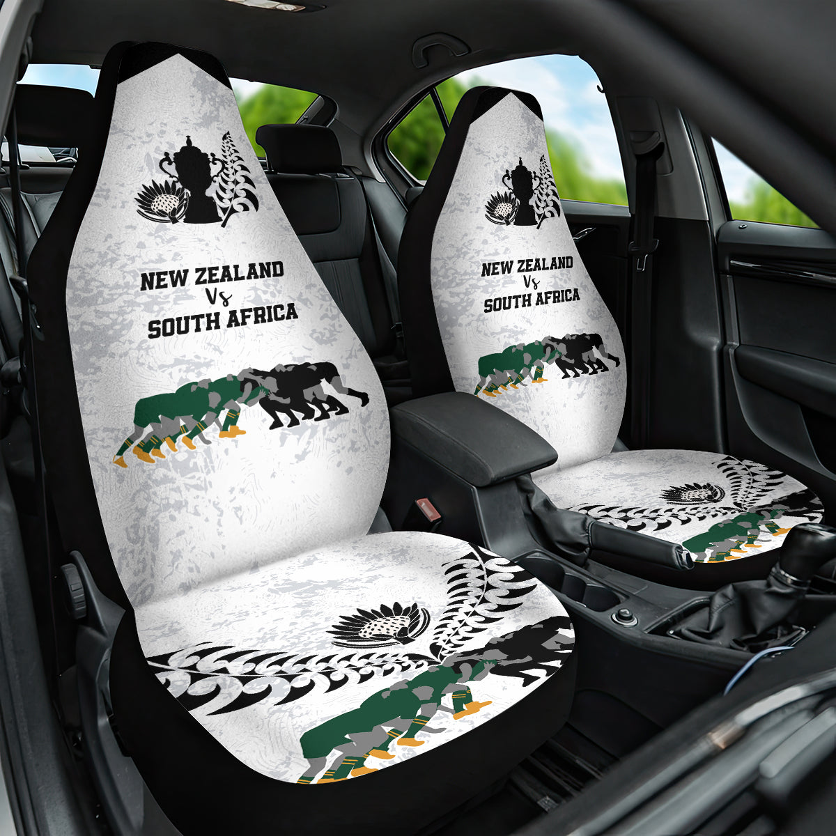 New Zealand South Africa Rugby Car Seat Cover History Commemorative World Cup Winners Unique - Vibe Hoodie Shop