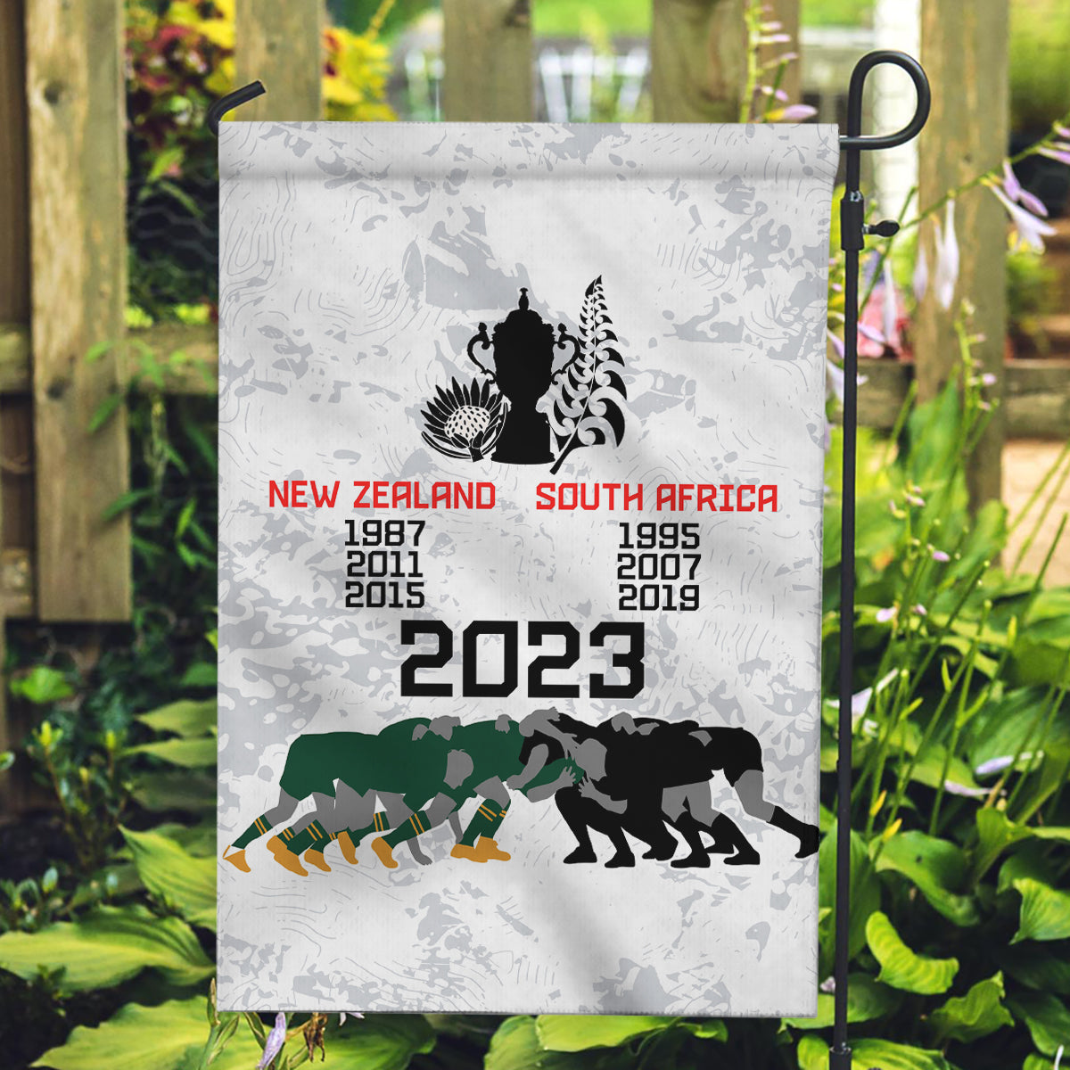 New Zealand South Africa Rugby Garden Flag History Commemorative World Cup Winners Unique - Vibe Hoodie Shop