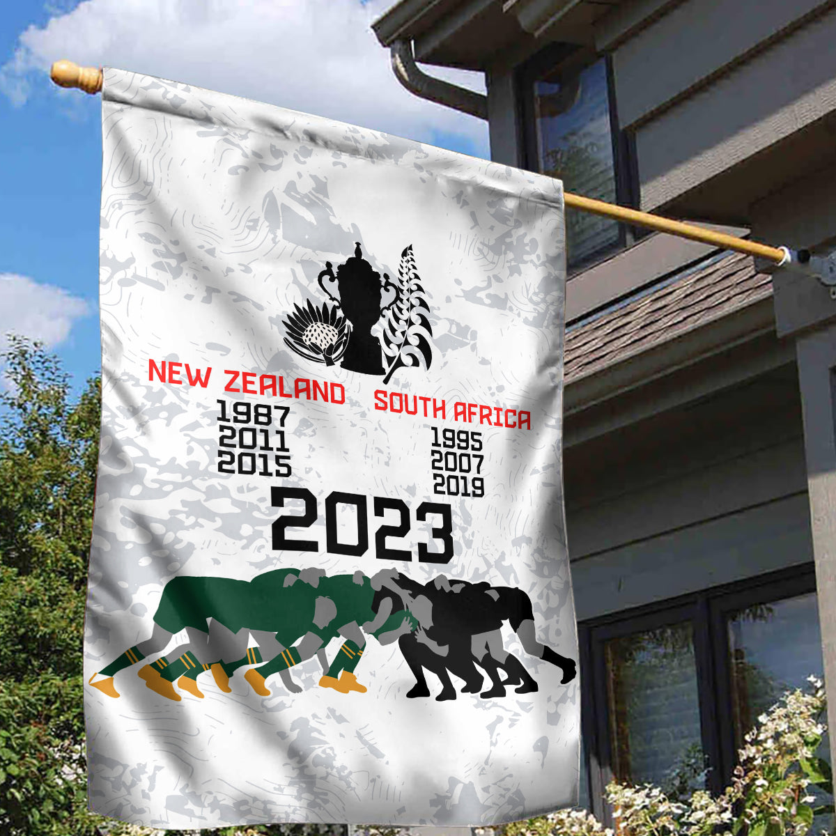 New Zealand South Africa Rugby Garden Flag History Commemorative World Cup Winners Unique - Vibe Hoodie Shop