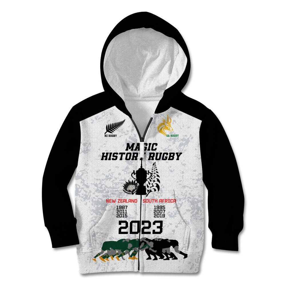 New Zealand South Africa Rugby Kid Hoodie History Commemorative World Cup Winners Unique - Vibe Hoodie Shop
