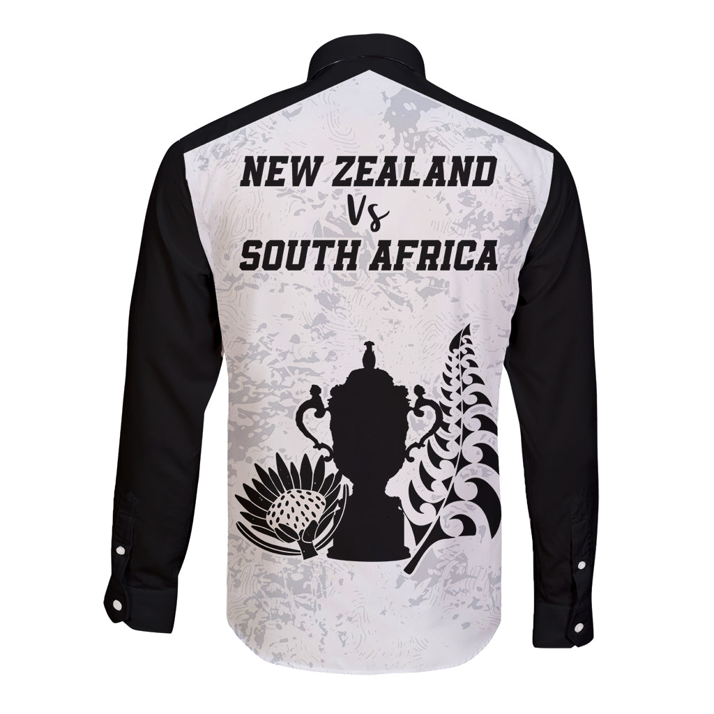 New Zealand South Africa Rugby Long Sleeve Button Shirt History Commemorative World Cup Winners Unique - Vibe Hoodie Shop