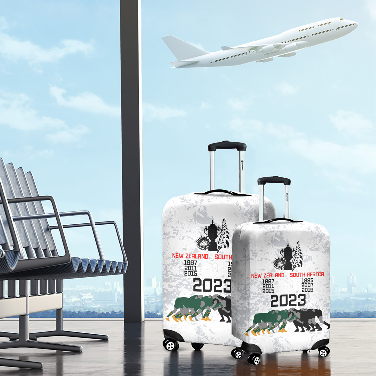 New Zealand South Africa Rugby Luggage Cover History Commemorative World Cup Winners Unique - Vibe Hoodie Shop