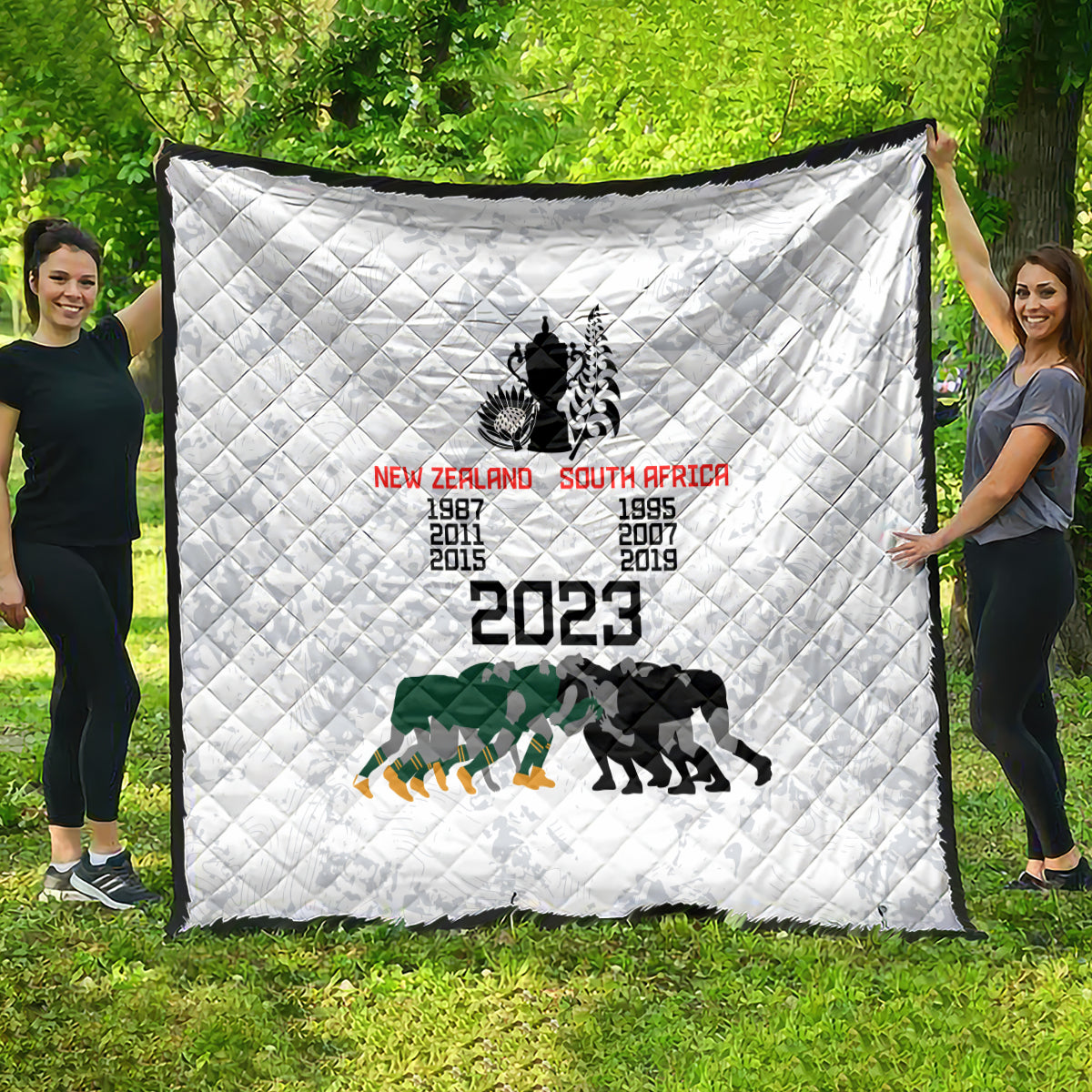 New Zealand South Africa Rugby Quilt History Commemorative World Cup Winners Unique - Vibe Hoodie Shop