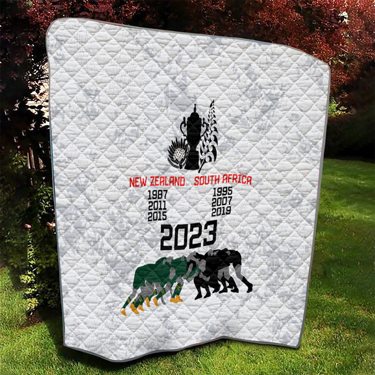 New Zealand South Africa Rugby Quilt History Commemorative World Cup Winners Unique - Vibe Hoodie Shop