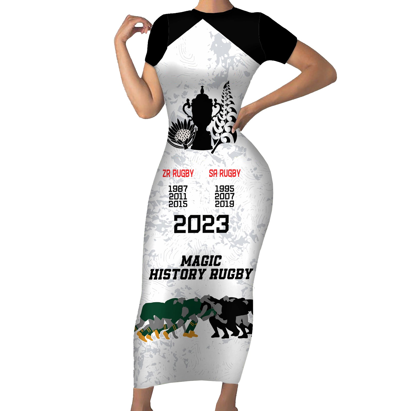 new-zealand-south-africa-rugby-short-sleeve-bodycon-dress-history-commemorative-world-cup-winners-unique