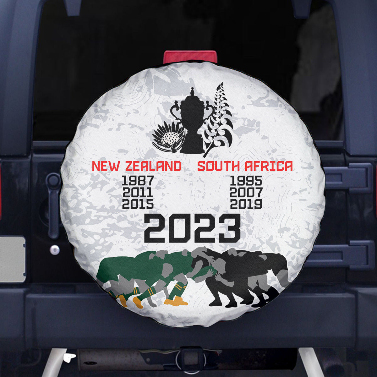 New Zealand South Africa Rugby Spare Tire Cover History Commemorative World Cup Winners Unique - Vibe Hoodie Shop
