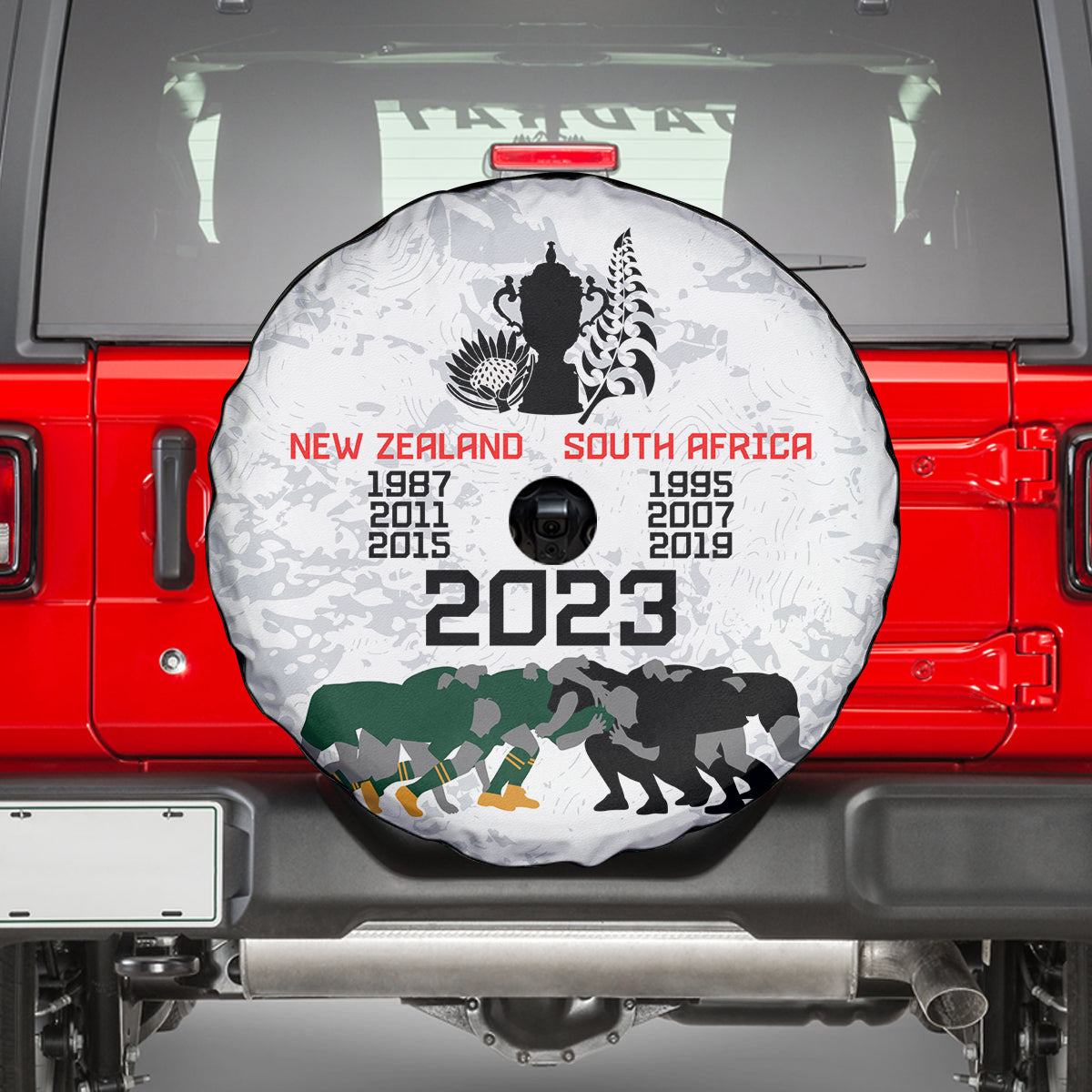 New Zealand South Africa Rugby Spare Tire Cover History Commemorative World Cup Winners Unique - Vibe Hoodie Shop