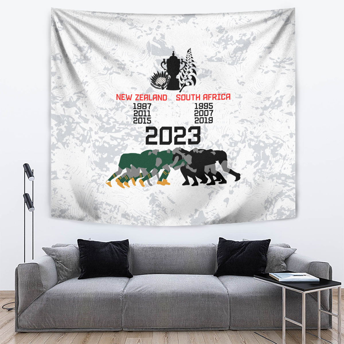 New Zealand South Africa Rugby Tapestry History Commemorative World Cup Winners Unique - Vibe Hoodie Shop