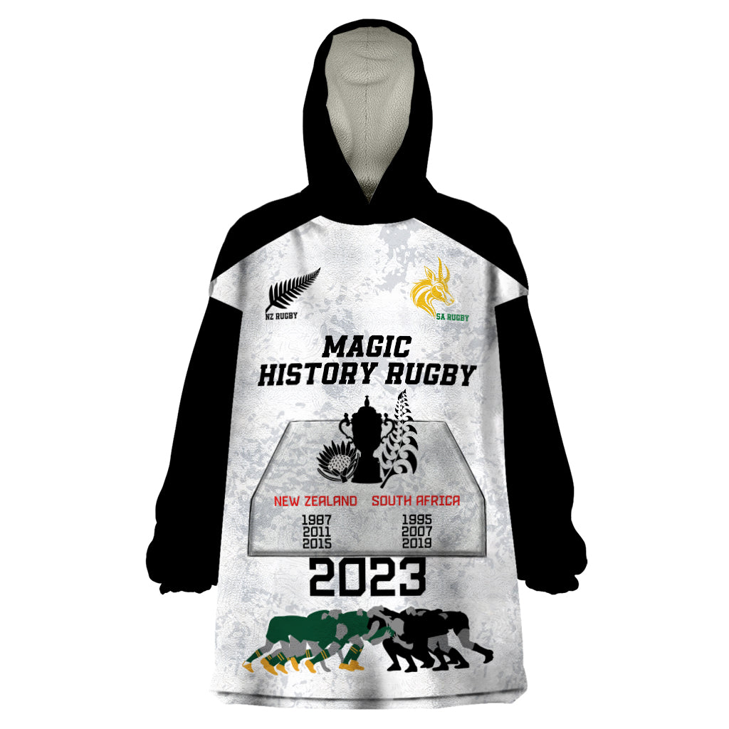 New Zealand South Africa Rugby Wearable Blanket Hoodie History Commemorative World Cup Winners Unique - Vibe Hoodie Shop