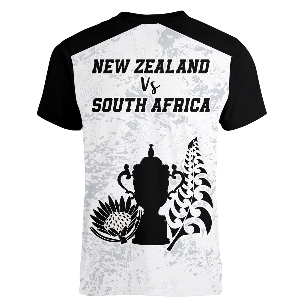 New Zealand South Africa Rugby Women V Neck T Shirt History Commemorative World Cup Winners Unique - Vibe Hoodie Shop