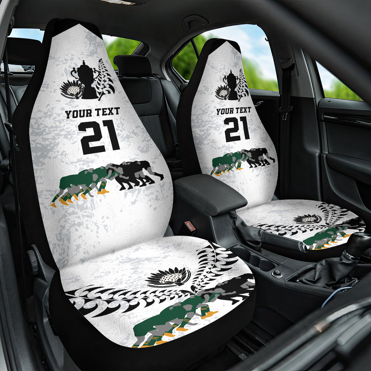 Custom New Zealand South Africa Rugby Car Seat Cover History Commemorative World Cup Winners Unique - Vibe Hoodie Shop