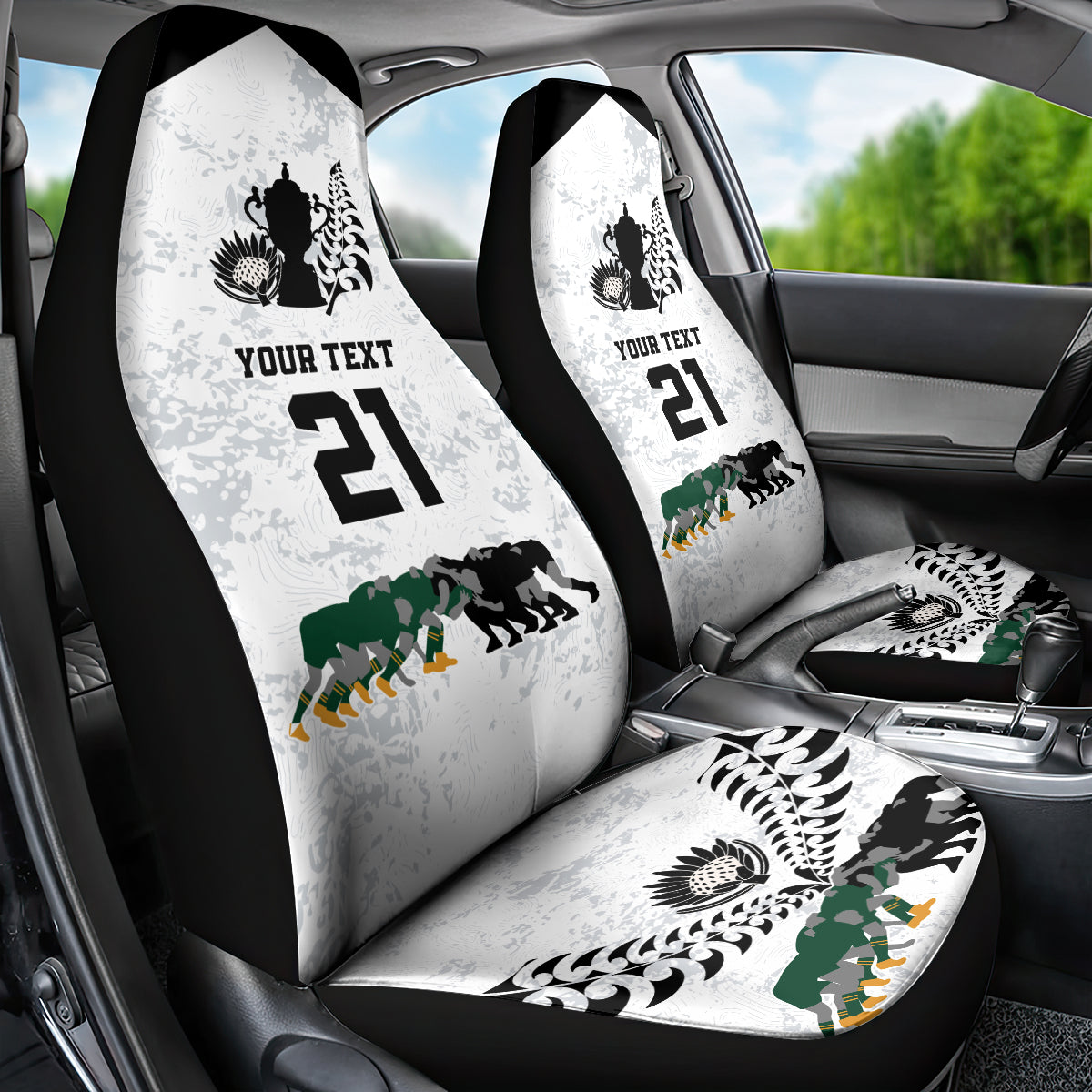 Custom New Zealand South Africa Rugby Car Seat Cover History Commemorative World Cup Winners Unique - Vibe Hoodie Shop