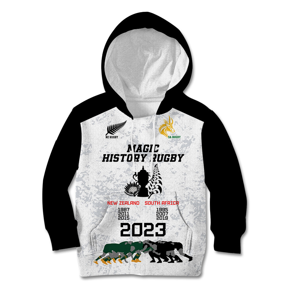 Custom New Zealand South Africa Rugby Kid Hoodie History Commemorative World Cup Winners Unique - Vibe Hoodie Shop