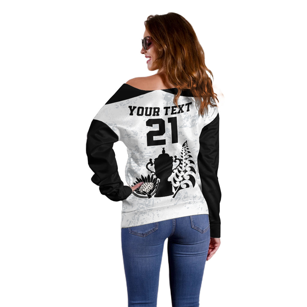 Custom New Zealand South Africa Rugby Off Shoulder Sweater History Commemorative World Cup Winners Unique - Vibe Hoodie Shop