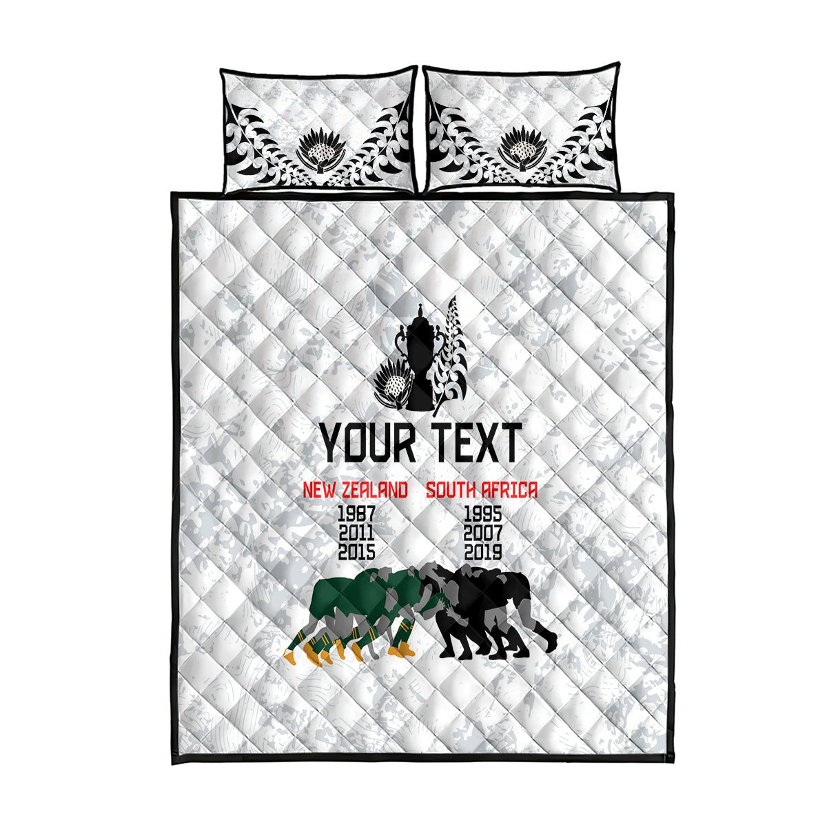 Custom New Zealand South Africa Rugby Quilt Bed Set History Commemorative World Cup Winners Unique - Vibe Hoodie Shop