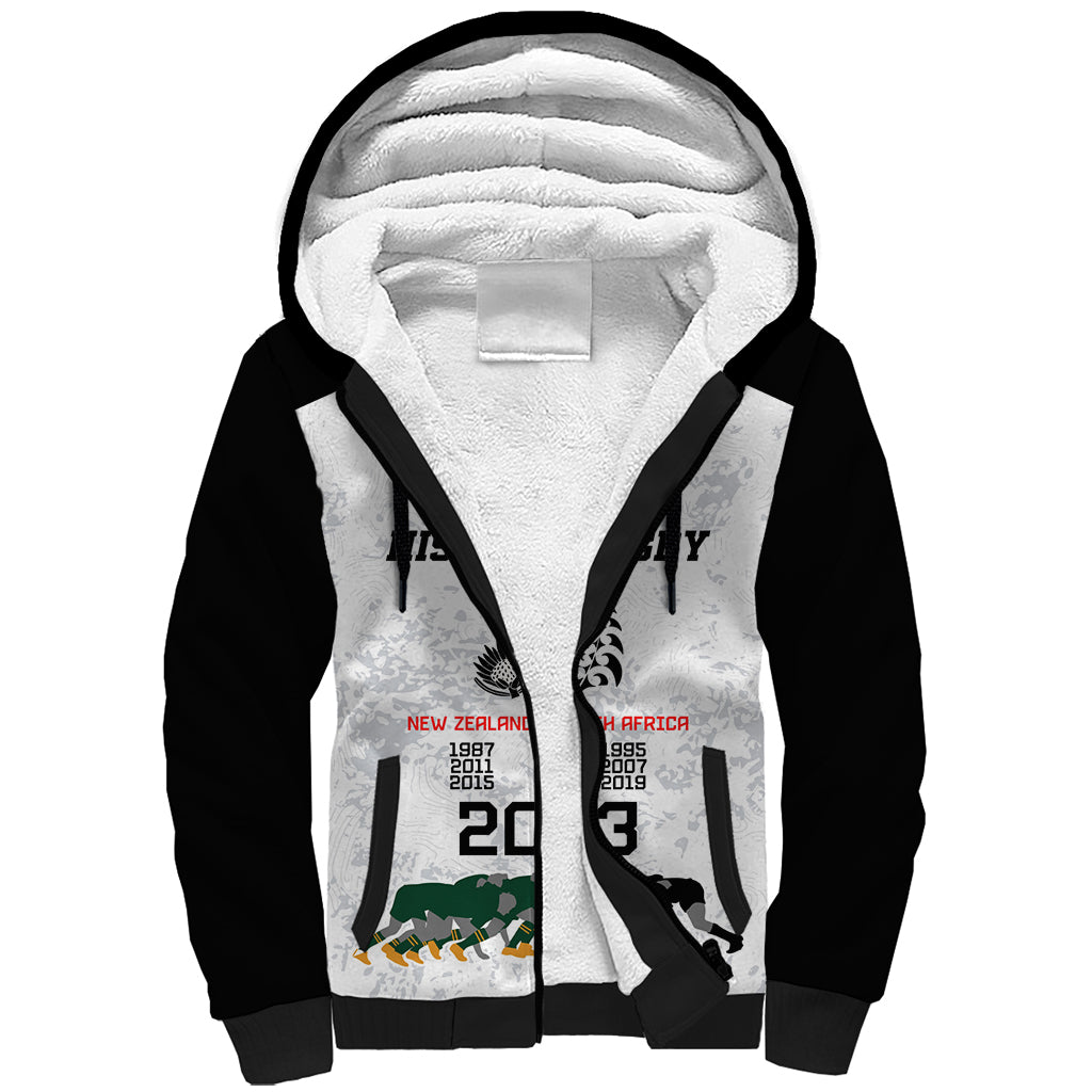 Custom New Zealand South Africa Rugby Sherpa Hoodie History Commemorative World Cup Winners Unique - Vibe Hoodie Shop