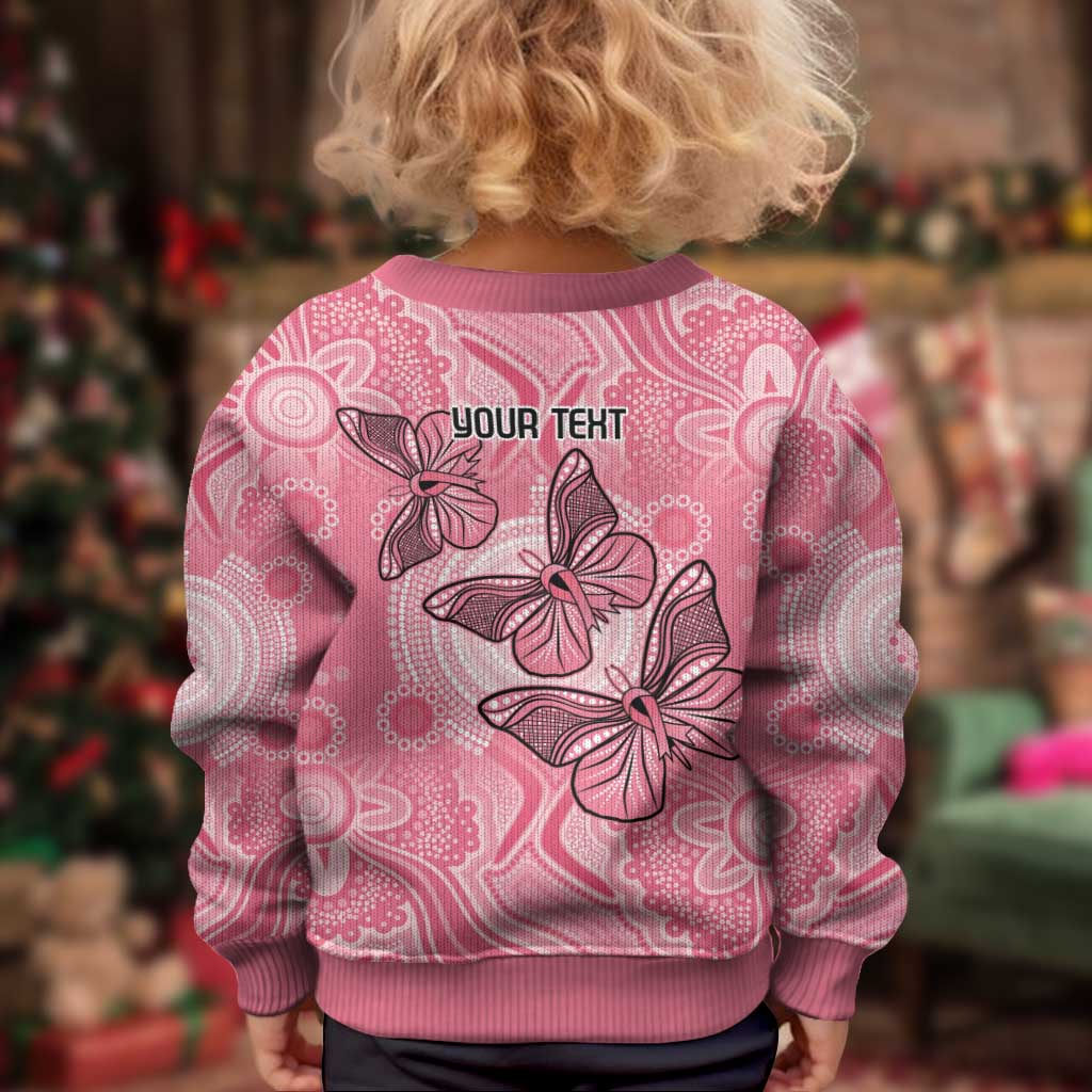 Personalized Pink Butterfly Spirit Kid Ugly Christmas Sweater Australia’s Breast Cancer Awareness - Vibe Hoodie
