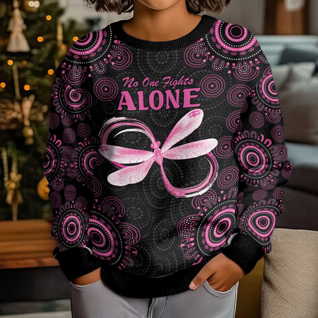 Personalized Pink Dragonfly Aboriginal of Hope Kid Ugly Christmas Sweater Australia’s Breast Cancer Awareness - Vibe Hoodie