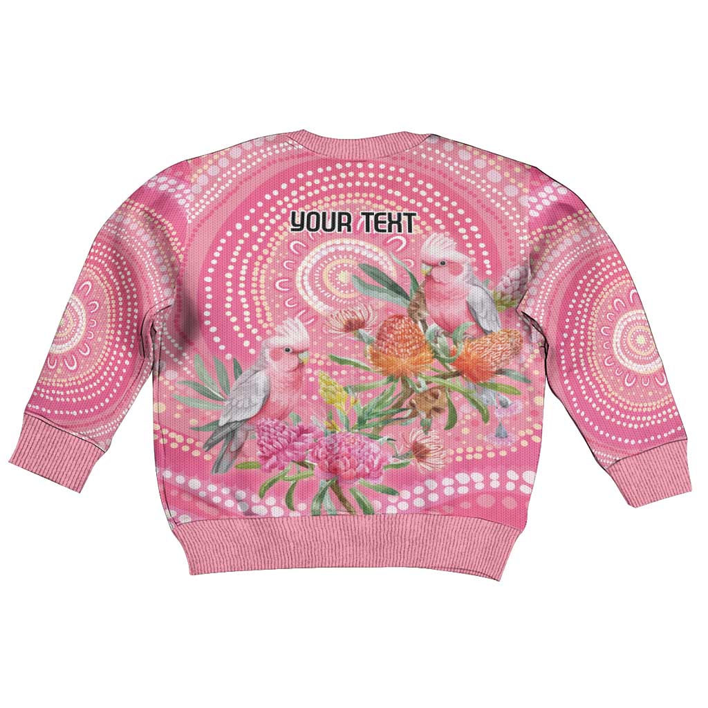 Personalized Pink Galah Aboriginal Dot Art Kid Ugly Christmas Sweater Australia’s Breast Cancer Awareness - Vibe Hoodie