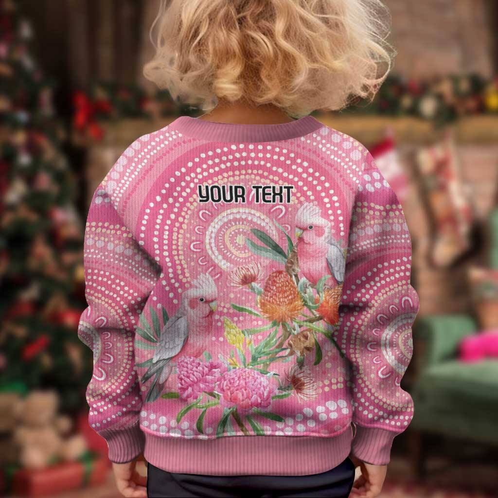 Personalized Pink Galah Aboriginal Dot Art Kid Ugly Christmas Sweater Australia’s Breast Cancer Awareness - Vibe Hoodie