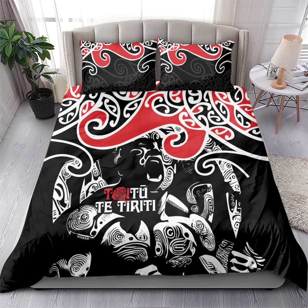 Aotearoa Toitu Te Tiriti Bedding Set New Zealand Stand Together Stand Stronger - Vibe Hoodie Shop