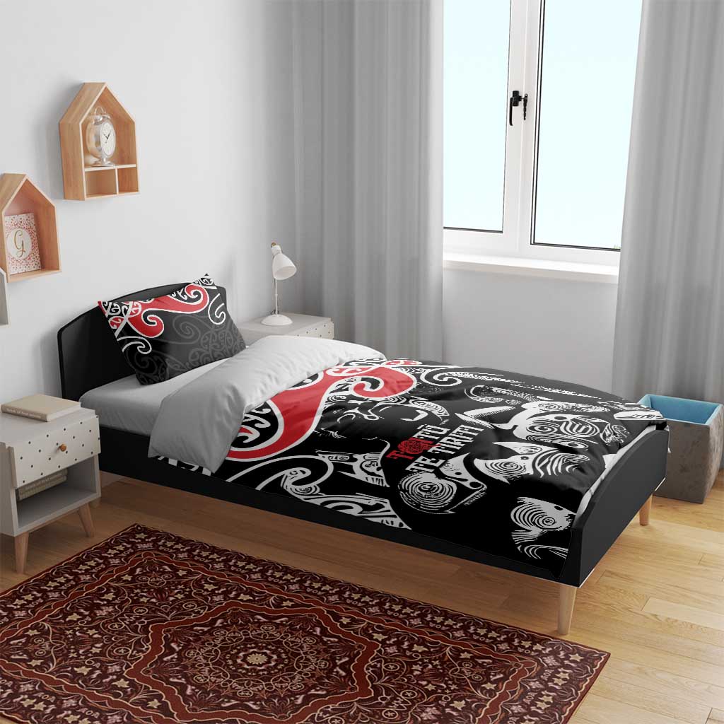 Aotearoa Toitu Te Tiriti Bedding Set New Zealand Stand Together Stand Stronger - Vibe Hoodie Shop