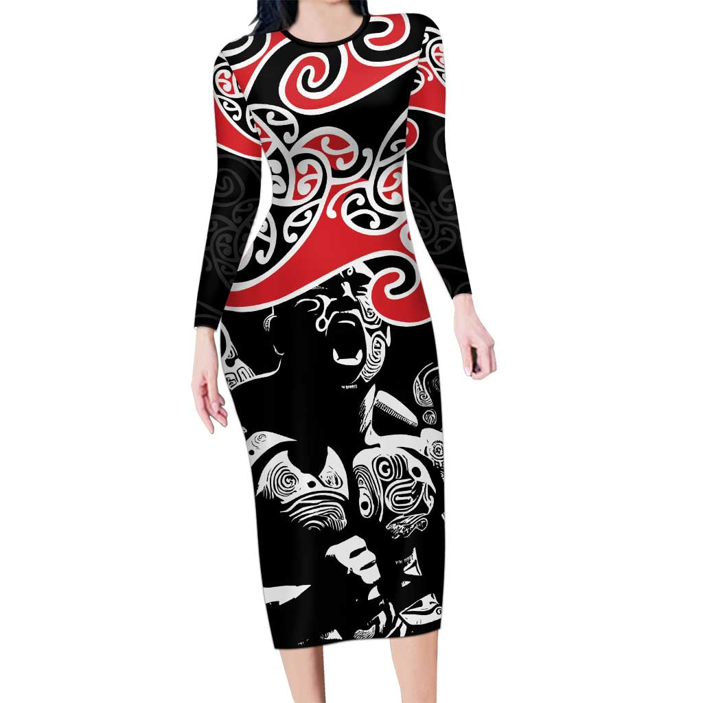 Aotearoa Toitu Te Tiriti Family Matching Long Sleeve Bodycon Dress and Hawaiian Shirt New Zealand Stand Together Stand Stronger