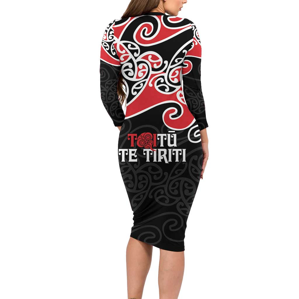 Aotearoa Toitu Te Tiriti Family Matching Long Sleeve Bodycon Dress and Hawaiian Shirt New Zealand Stand Together Stand Stronger